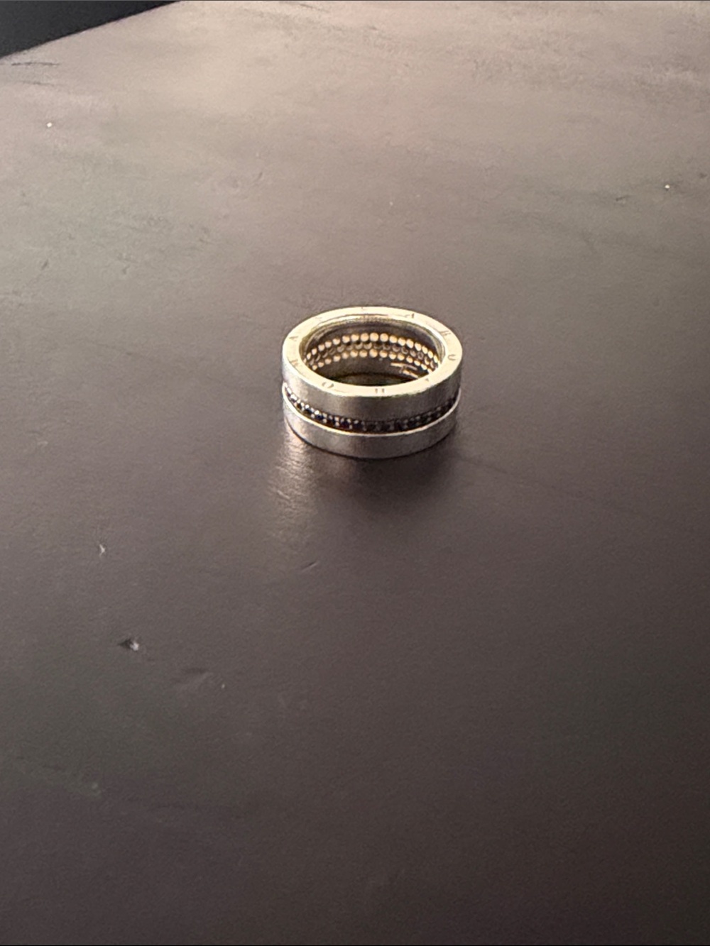 Sterling Silver Ring with Black Stones